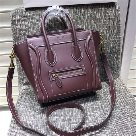 celine nano luggage burgundy|NANO LUGGAGE BAG IN DRUMMED CALFSKIN.